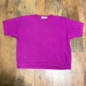 Vintage LL-Bean Knitted Cropped Sweater Women’s Large Pink Magenta